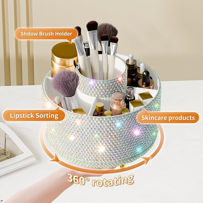 Bling 360° Rotate Makeup Brush Holder Organizer, Makeup Organizers Countertop - Image 2