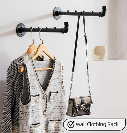 Industrial Wall Pipe Clothing Racks - Image 6