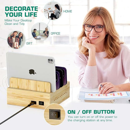 Darfoo Bamboo Charging Station for Multiple Devices - Image 6