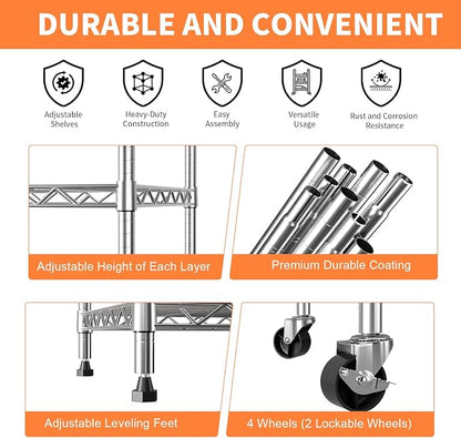 5 Tier Shelving Unit, Wire Shelving - Image 9