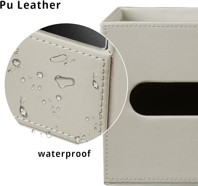 PU Leather Tissue Box Cover Square, Tissue Box Holder Organizer - Image 5