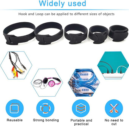 100pcs Reusable Cable Ties 7.8 In |Adjustable Cord Straps&Wire Wraps|Hook and - Image 5