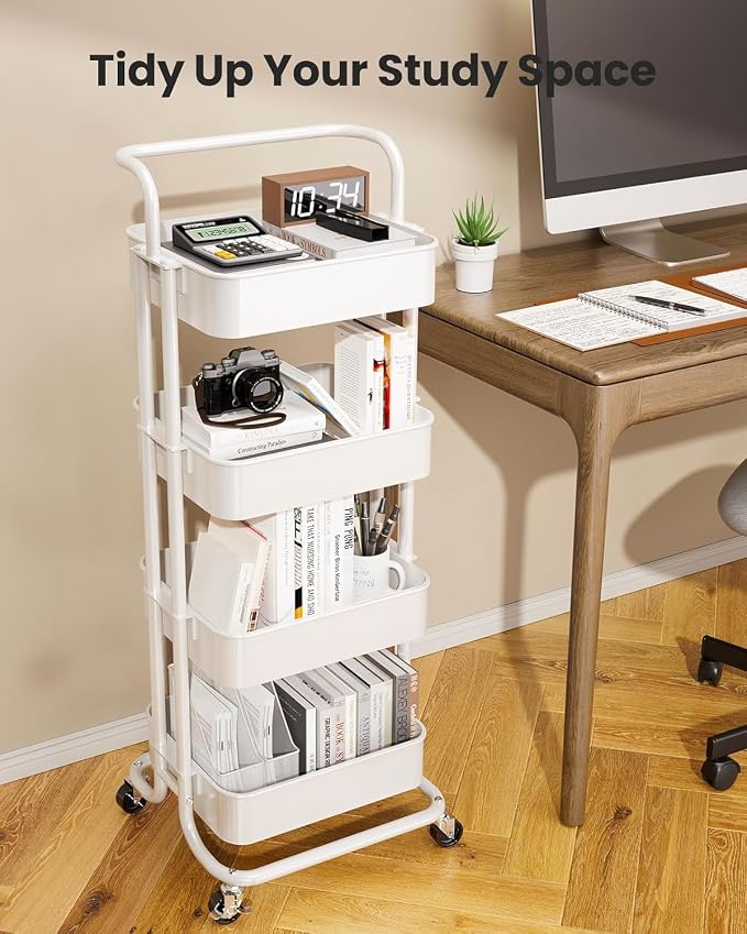 Pipishell 4 Tier Rolling Cart, Metal Utility Cart - Image 7
