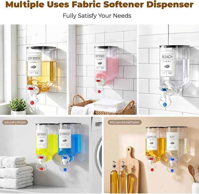 2 Pack Laundry Soap Dispenser, Wall Mounted Detergent Dispenser, Fabric - Image 6