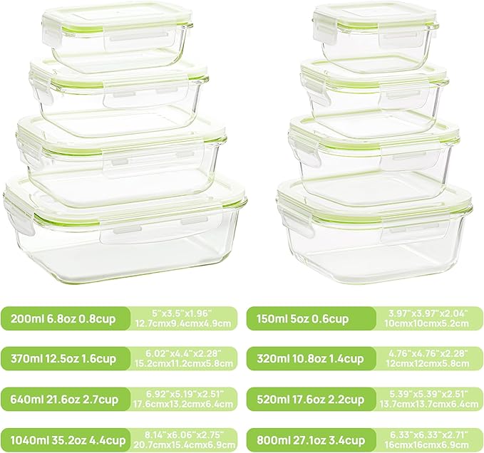 Vtopmart 8 Pack Glass Food Storage Containers - Image 2