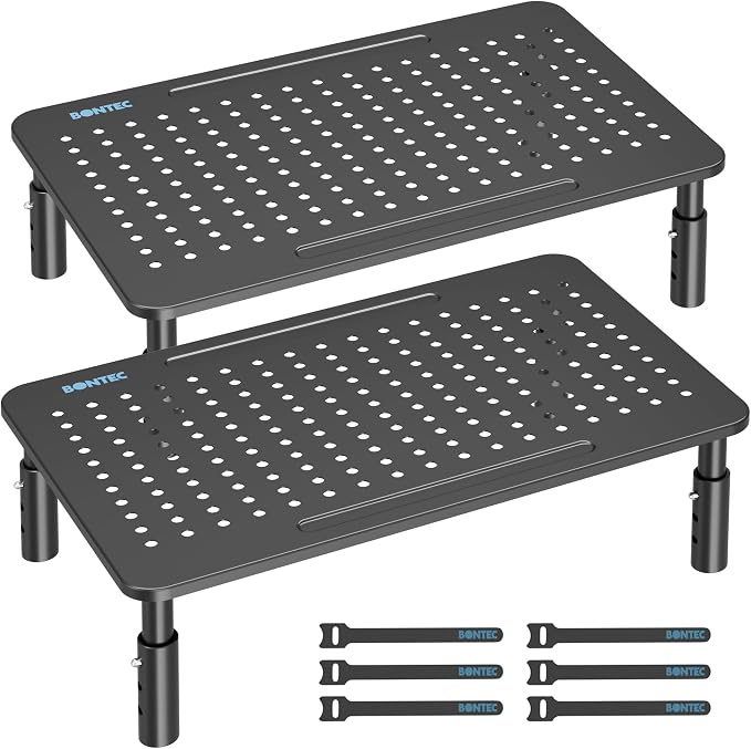 BONTEC 2 Pack 3 Height Adjustable Monitor Stand Riser by BONTEC