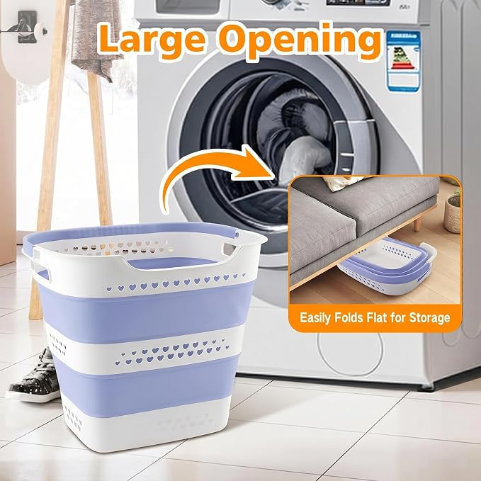 Collapsible Plastic Laundry Basket Hamper - Image 5