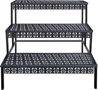 Garden 4 you 3 Tiers Metal Plant Stand, Rectangular Ladder Flower Pots Outdoor by Garden4you