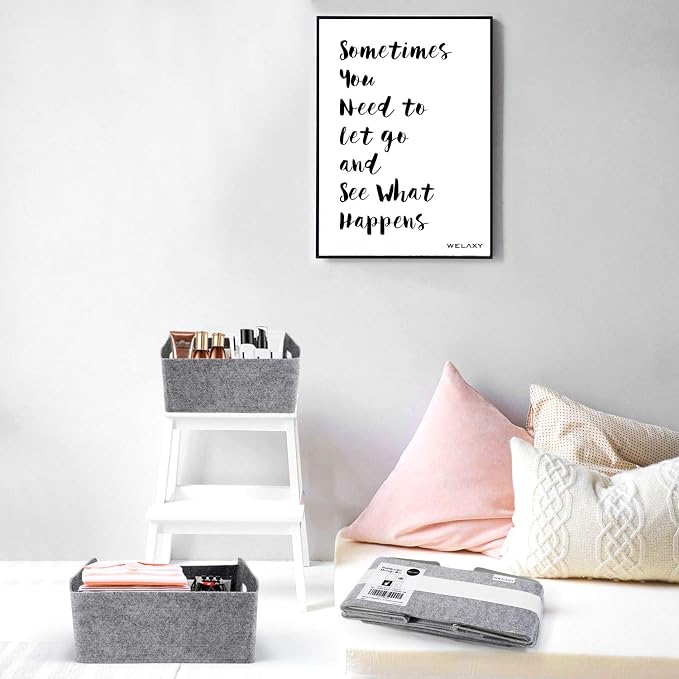 Welaxy Storage Baskets Collapsible Felt Storage bin Foldable Shelf Drawers - Image 7