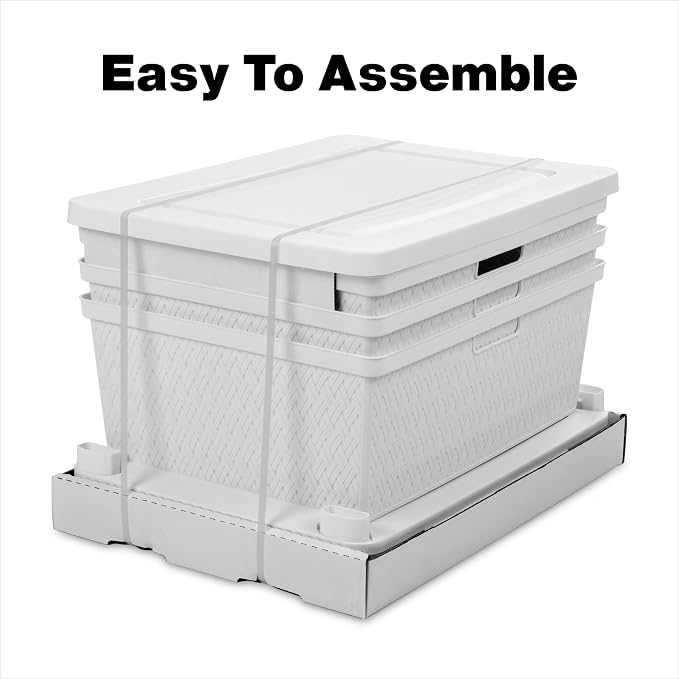 2 Pack Wide 3 Drawer Plastic Storage Tower White Stackable Organizer | - Image 7