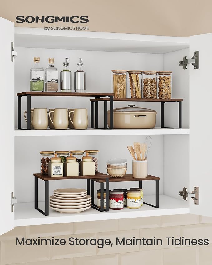 SONGMICS Cabinet Organizer Shelf, Kitchen Storage, Spice Rack, Expandable - Image 2