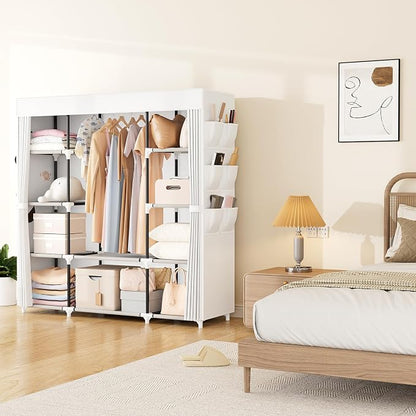 VTRIN Portable Closet Wardrobe for Hanging Clothes 57.3 Inch Large Capacity - Image 8
