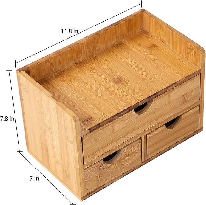 Rustic Distressed white 3-Tier Bamboo Desk Organizer - Image 3