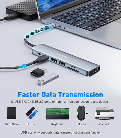UANTIN USB C Hub, 7 in 1 Multiport Adapter - Image 6