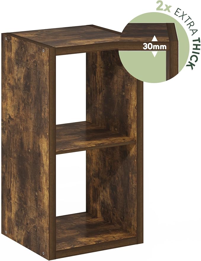 Furinno Cubicle 2-Cube Book Shelf, Extra Thick Frame Bookshelf, Amber Pine | - Image 6