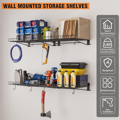 6 Pack Foldable Wall Shelf, Wall Mounted Garage Storage Shelves, Heavy Duty - Image 4