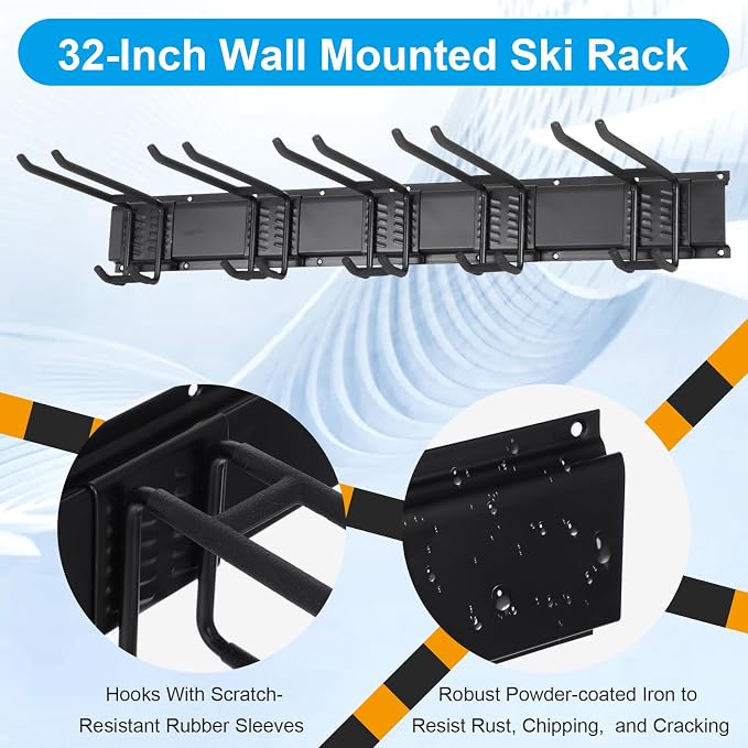 Wall Mount Ski Rack – Heavy Duty Garage Storage - Image 3
