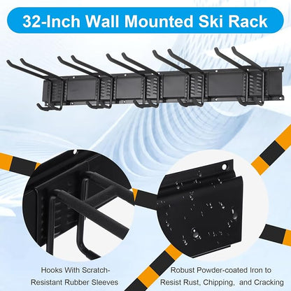 Wall Mount Ski Rack – Heavy Duty Garage Storage - Image 3