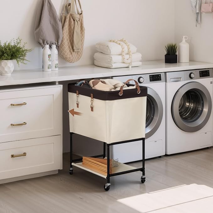StorageWorks Laundry Cart, 2 Tier Rolling Basket - Image 7