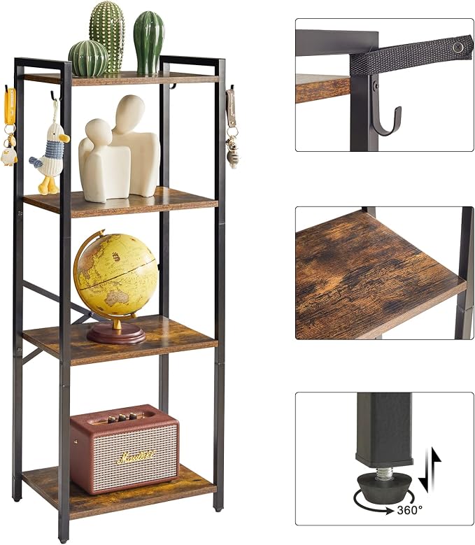 YMYNY Bookcase, 4-Tier Narrow Ladder Bookshelf, Freestanding Shelving Unit - Image 8