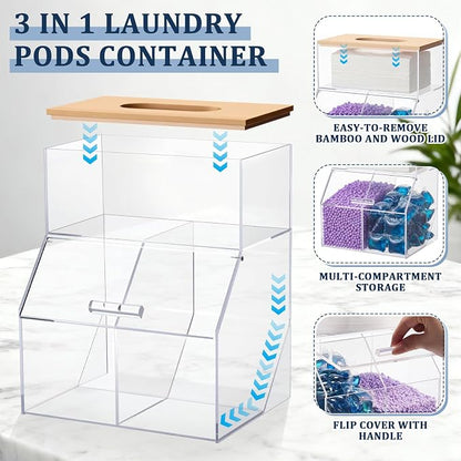 Juexica 3 in 1 Laundry Pods Container & Dryer Sheet Holder & Fragrance Beads - Image 3