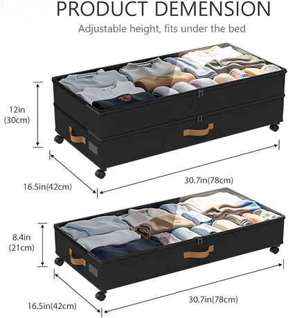 Under Bed Storage with Wheels 2-Pack, 75L XXL Under the Bed Storage Containers - Image 2