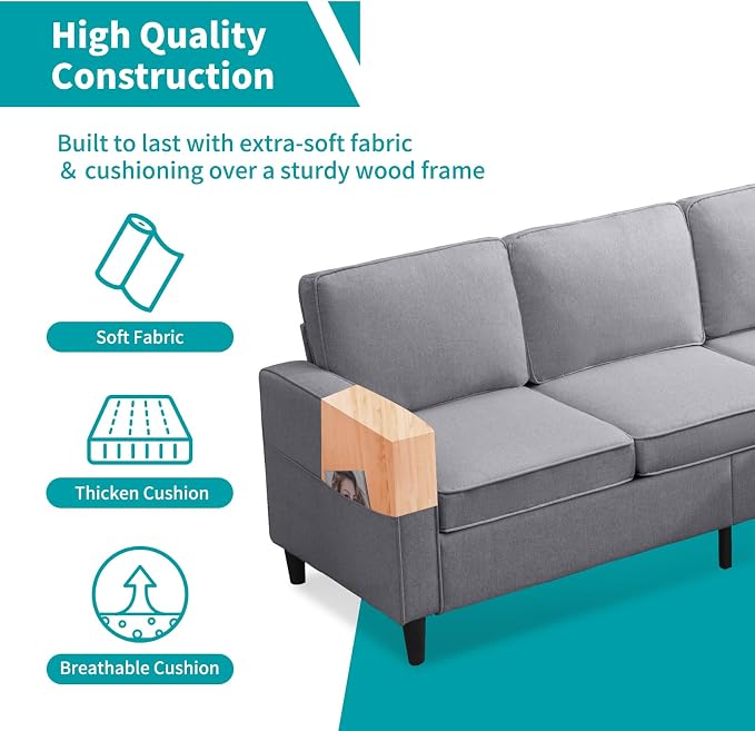 BALUS 78" Living Room Couches Set, 3 Seater Sofa - Image 6