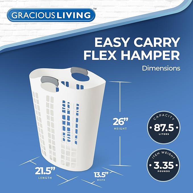 Gracious Living Laundry Basket, Easy Carry Flex Collapsible Hamper, 87.5 Liters - Image 2
