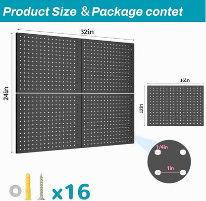 Peg Board, 4 Pack Metal Pegboard Panels - Image 3