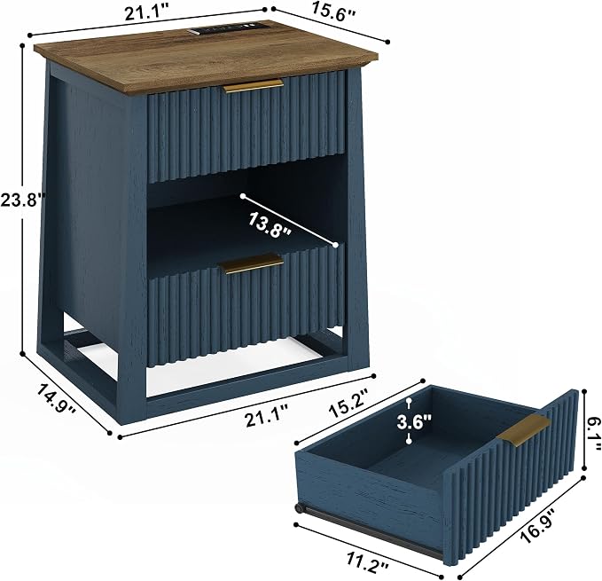 HIFYOBRO Fluted Nightstands - Image 2