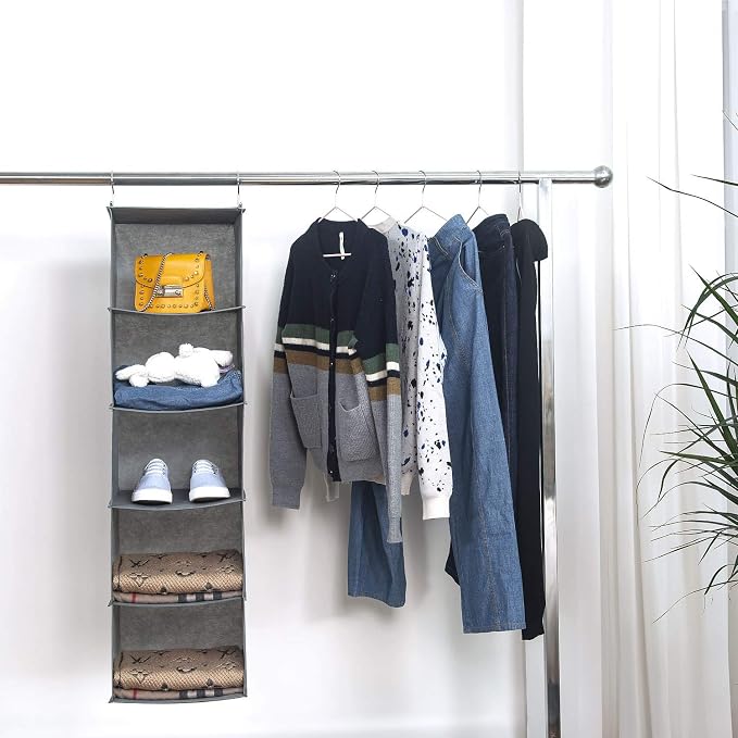 BrilliantJo 5 Shelves Hanging Closet Organizer, 2 Pack Hanging Storage - Image 6