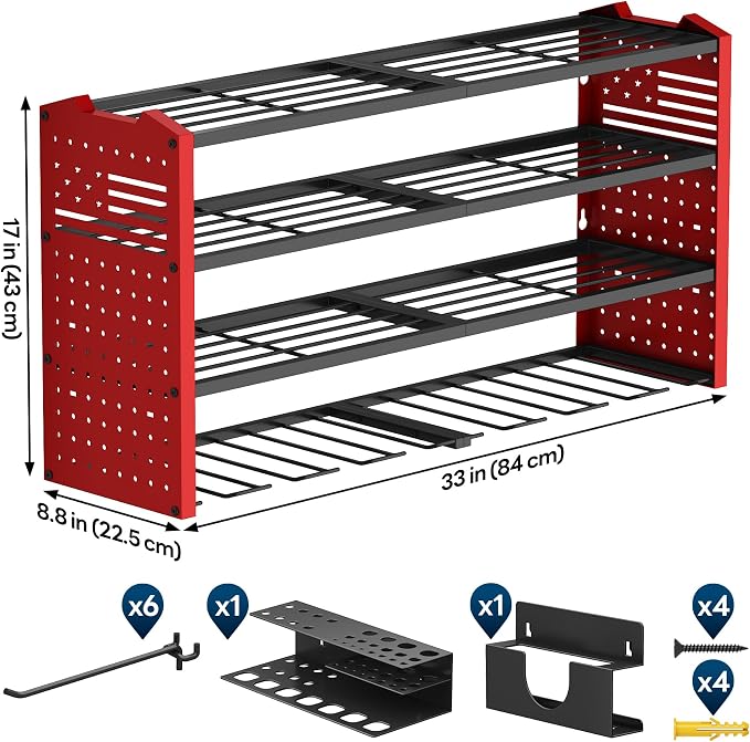 Tomorotec 4-Layer Wall-Mounted Power Tool Storage Rack, Heavy-Duty Steel Drill - Image 7