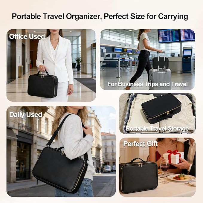 Travel Makeup Bag with Brush Holder, Professional Cosmetic Train Case Organizer - Image 6