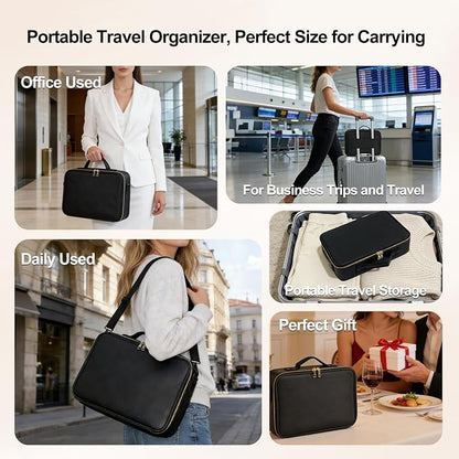 Travel Makeup Bag with Brush Holder, Professional Cosmetic Train Case Organizer - Image 6