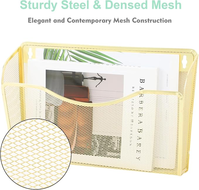 EASEPRES 3 Single Pocket Mesh Hanging File Organizer, Vertical Wall Mounted - Image 4