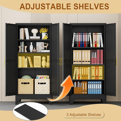 61" Black Metal Storage Cabinet - Image 4
