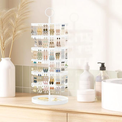 iDavosic.ly 6 Tier Rotating Earring Holder Organizer, Metal Tray, Large - Image 6