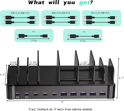 320W Charging Station for Multiple Devices, Zobirez 10-Port USB C Fast Charger - Image 7