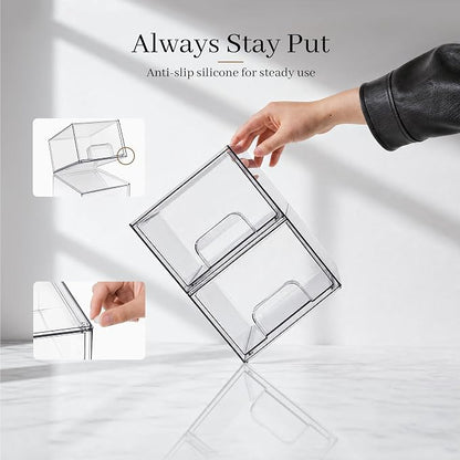 Clear Stackable Storage Drawers, Acrylic Bathroom Makeup Organizer, Plastic Bins - Image 7