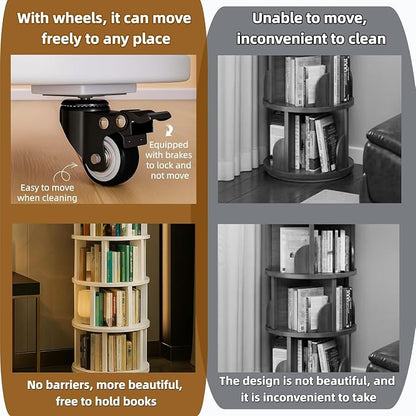 Solid Wood Rotating Round Bookshelf Towers - Image 6