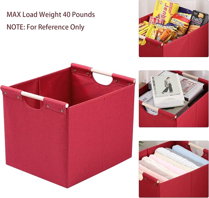 HOONEX Large Collapsible Storage Bins, Linen Fabric, Storage Baskets - Image 3