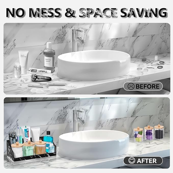 Marble Bathroom Countertop Organizer, Toothbrush Holders - Image 3
