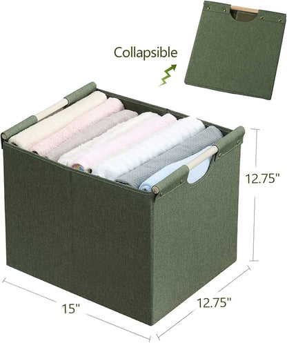 HOONEX Large Collapsible Storage Bins, Linen Fabric, Storage Baskets - Image 7