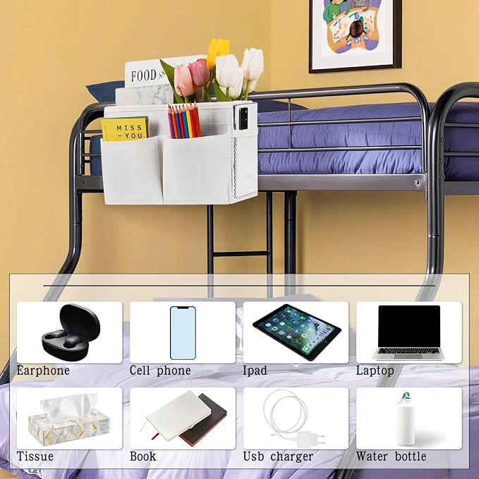 Bedside Hanging Storage Basket Headboards Bunk Beds Dorm Rooms Organizer Caddy - Image 3