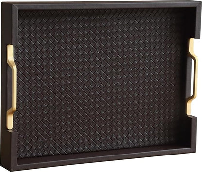 HofferRuffer Faux Leather Rectangle Serving Tray Decor Platter by HofferRuffer