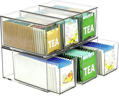 6 Pack Stackable Tea Bag Organizer Drawers – Clear Acrylic Tea Bag Holder by Unknown