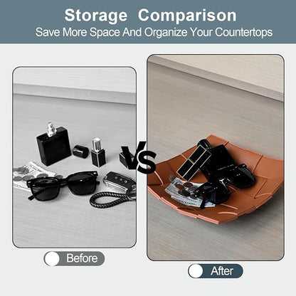 Valet Tray PU Leather Key Holder Bowl - Image 4