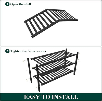 Smiry Bamboo Shoe Rack for Closet, 3 Tier Wooden Stackable Shoe Organizer - Image 6