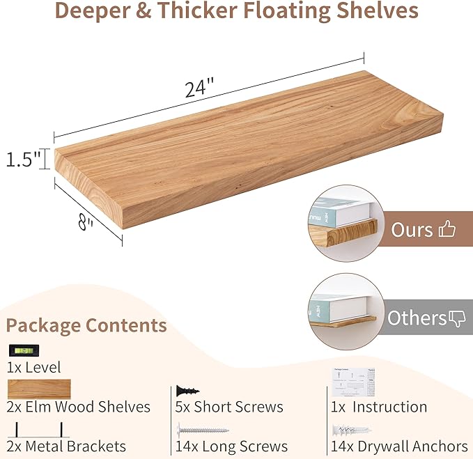 Axeman Floating Shelves for Wall, Wall Mounted Display Shelving - Image 3