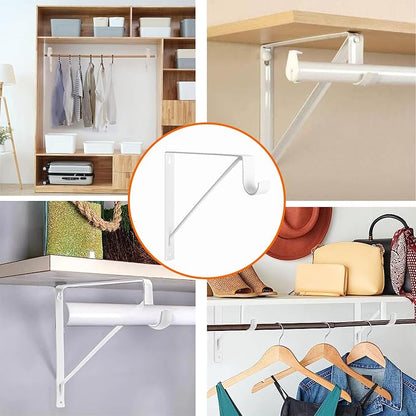 4 Pack Heavy Duty Closet Shelf & Rod Brackets, Wall Mounted Closet Shelf - Image 5